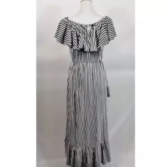 Mark D. Sikes Navy White Striped Ruffle Dress - size Small - Picture 4 of 5